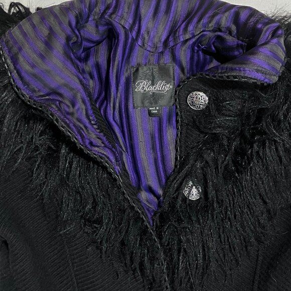 Vtg Y2K Lip Service Wicked Winter Faux Fur Goth Victorian Steampunk Tail Coat - Picture 6 of 9